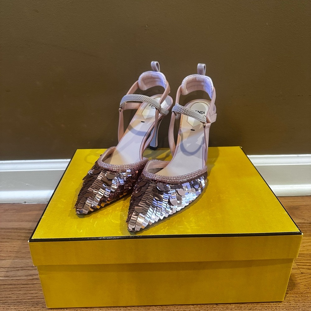 Fendi Women's Sequin Heels - Pink and Silver